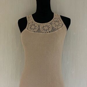 Axcess Tan Crochet Detail Tank Top